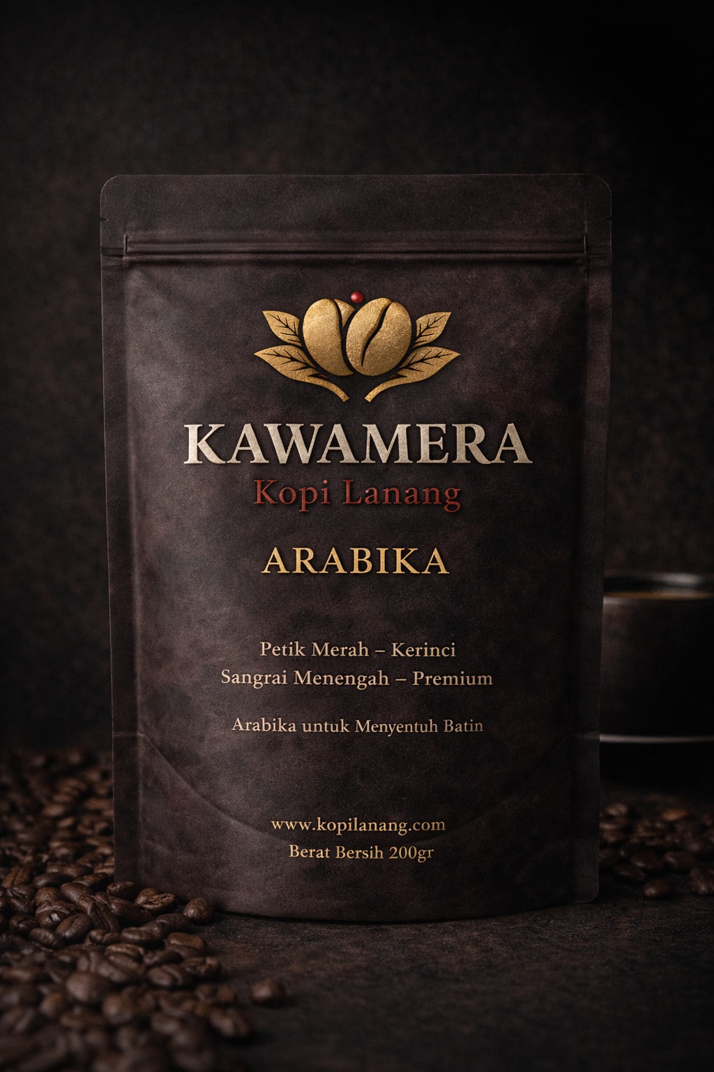 Kemasan Kopi Lanang Original 200g - Biji Kopi Murni Robusta